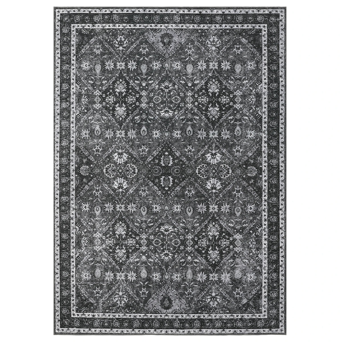 Machine Washable Non Slip Geometric Low Pile Area Rug