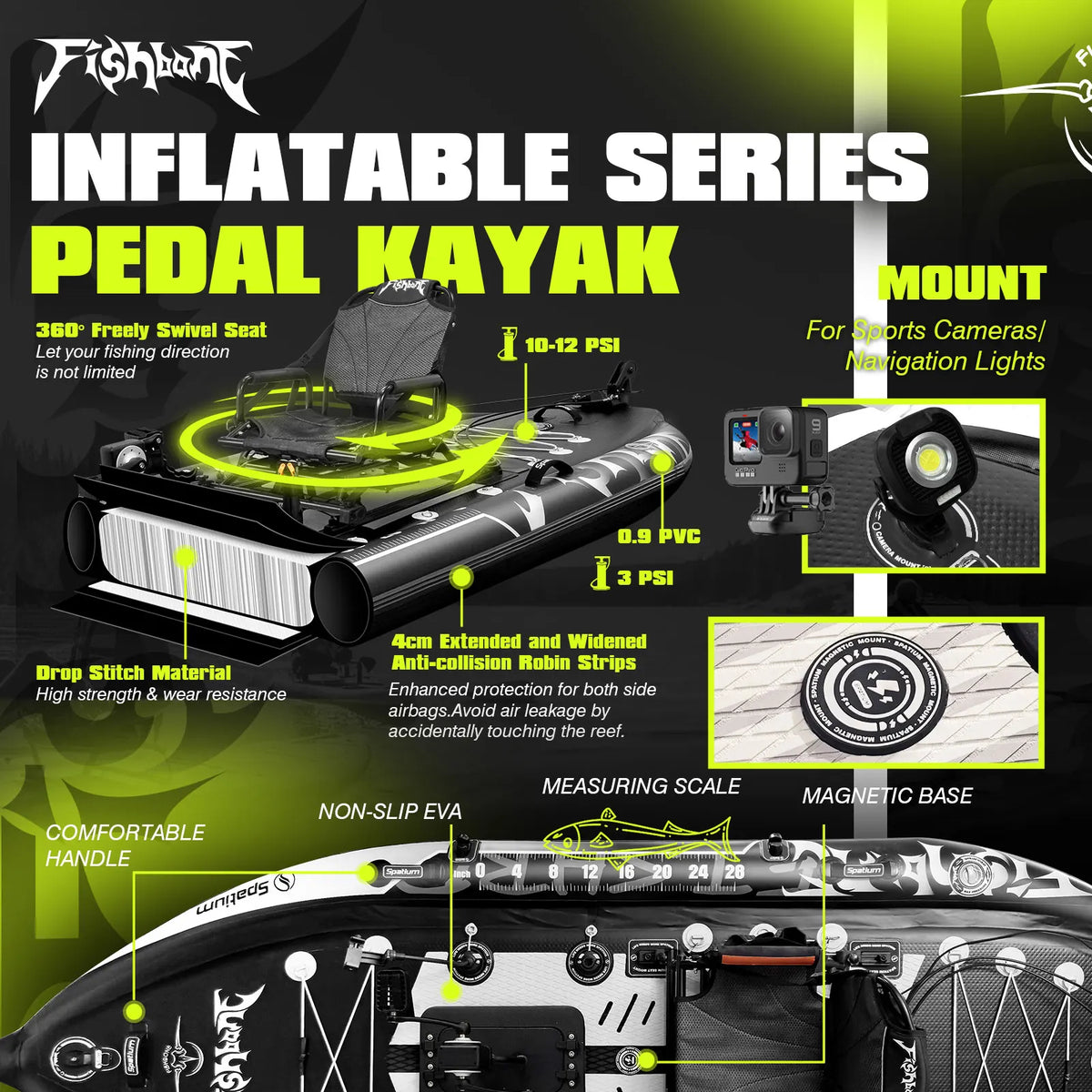 Spatium Pedal Drive Fishing Kayak Sit On Top Durable Craft