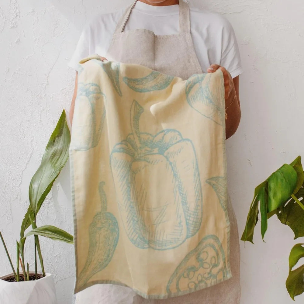 Luxe Jacquard Tea Towel Set of 4, Soft Turkish Cotton Kitchen