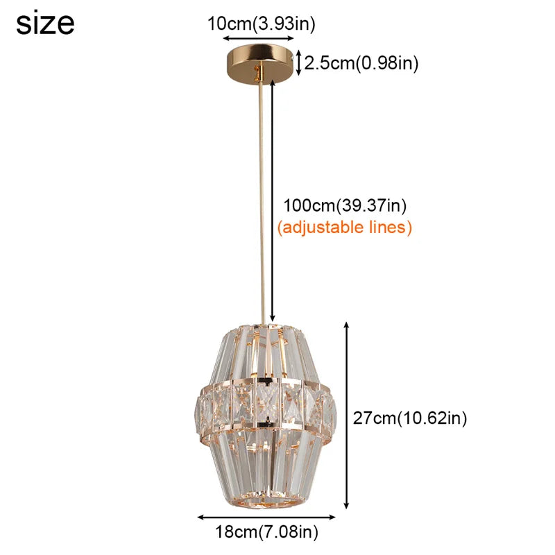 GreeLustr Modern Crystal Pendant Indoor Ceiling Lamp