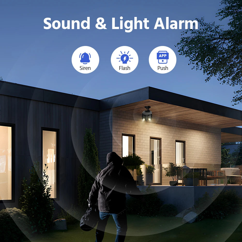 ANNKE 4K 8MP 180° Dual Lens security camera IP67 1/2 PCS Color Night Vision & Active Deterrence, Two-Way Audio black cameras for home security