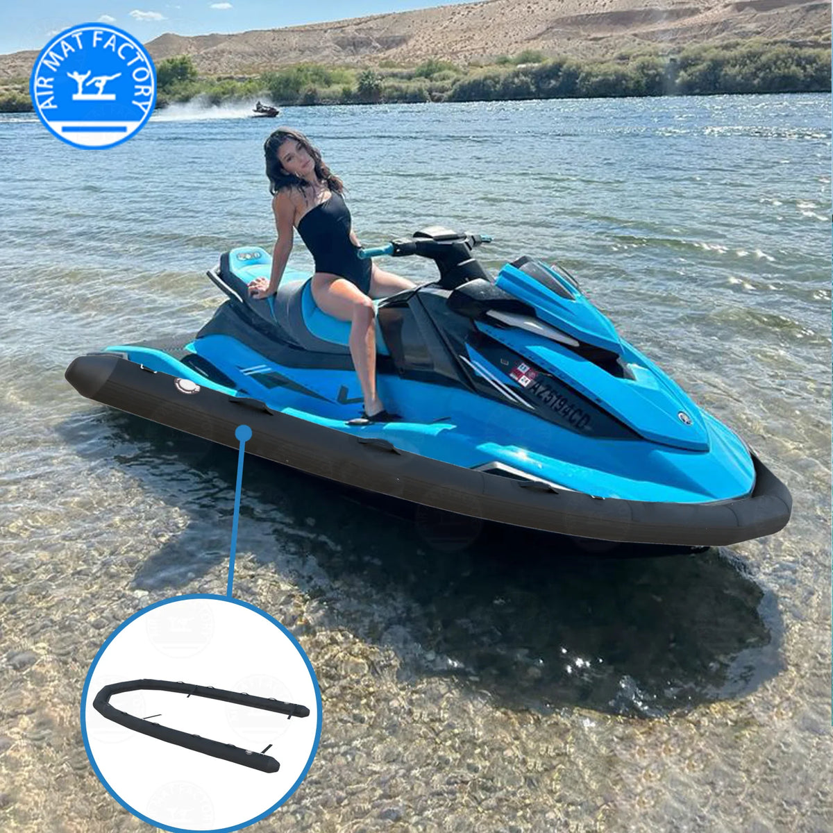 Ejia Inflatable PVC U-Shaped Water Rescue Jet Ski Collar With Pump And Kit