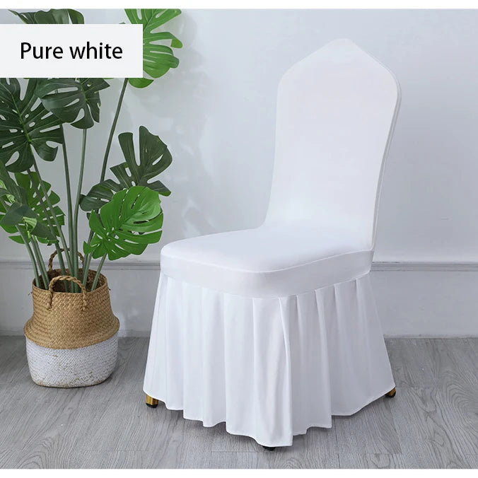 50/100pcs White Chair Cover Pleated skirt Spandex Seat Protector Covers for Hotel Banquet Party Events Wedding Decoration