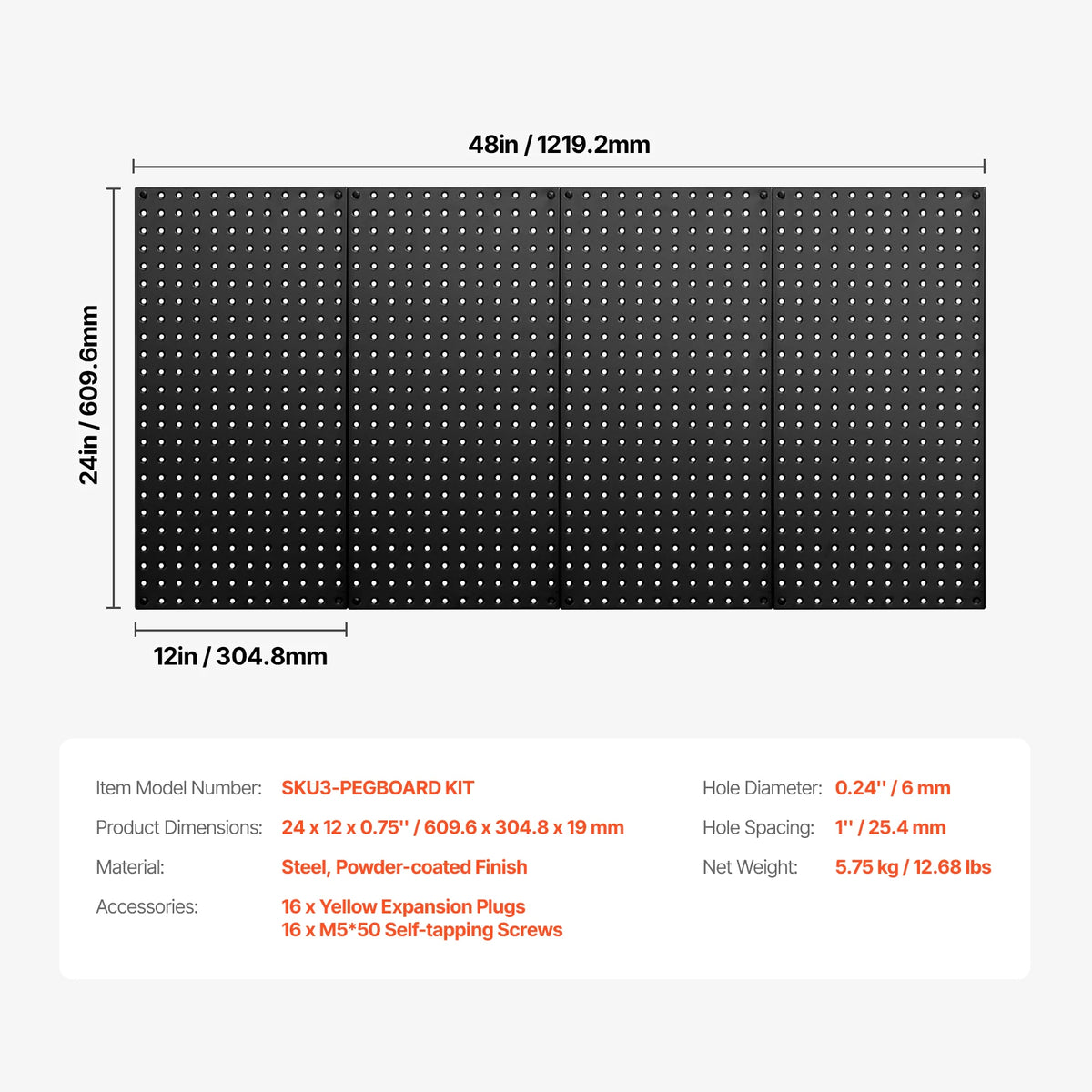 SucceBuy Steel Pegboard Wall Storage Panels For Garage Workshop