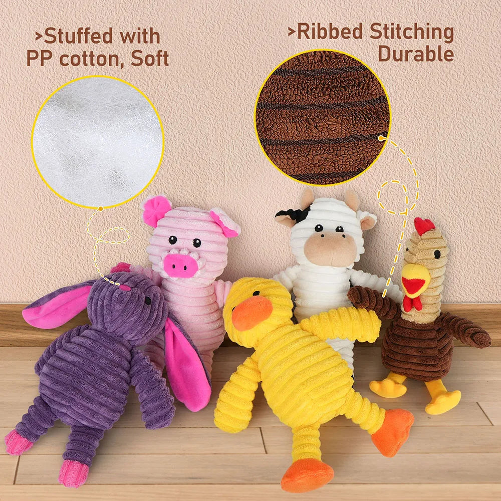 Ultimate 5 Pack Squeaky Plush Dog Toys For All Breeds