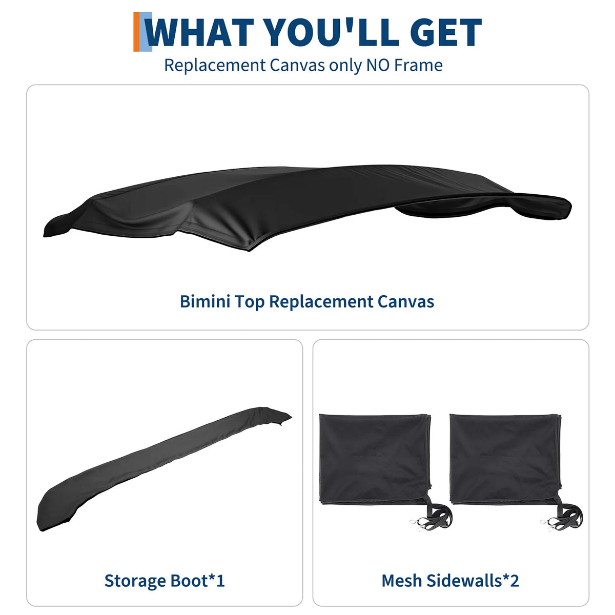 HiMISS 600D Marine Grade Replacement Canvas 4 Bow Bimini Top