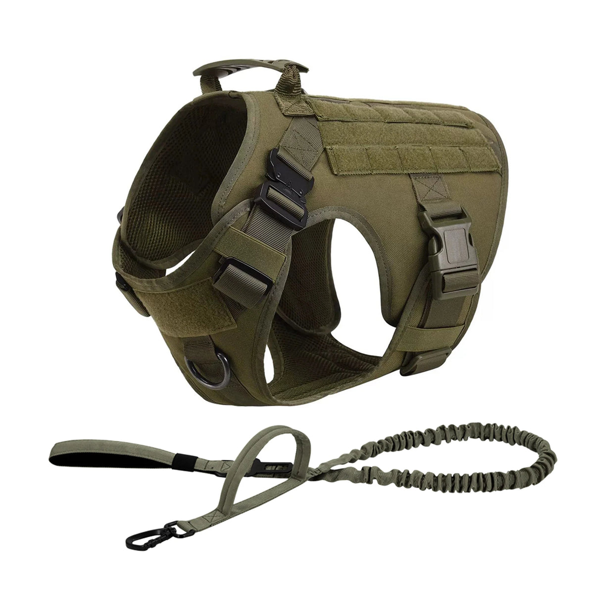 Tactical Dog Harness With Molle Pouches And Padded Nylon Vest