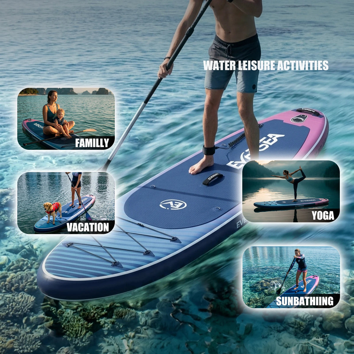 Eggory 10 Foot Inflatable Stand Up Paddleboard Wide Non Slip Surfboard