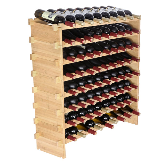 SucceBuy Stackable Modular Free Standing Bamboo Wine Rack