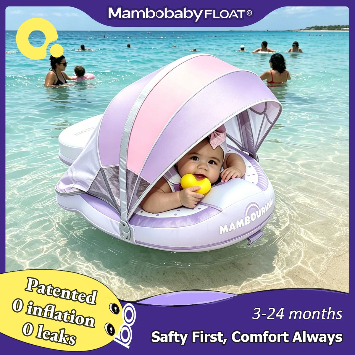 Mambobaby Safe Air-Free Core Chest Float Sunshade Canopy Baby Toddler Inf