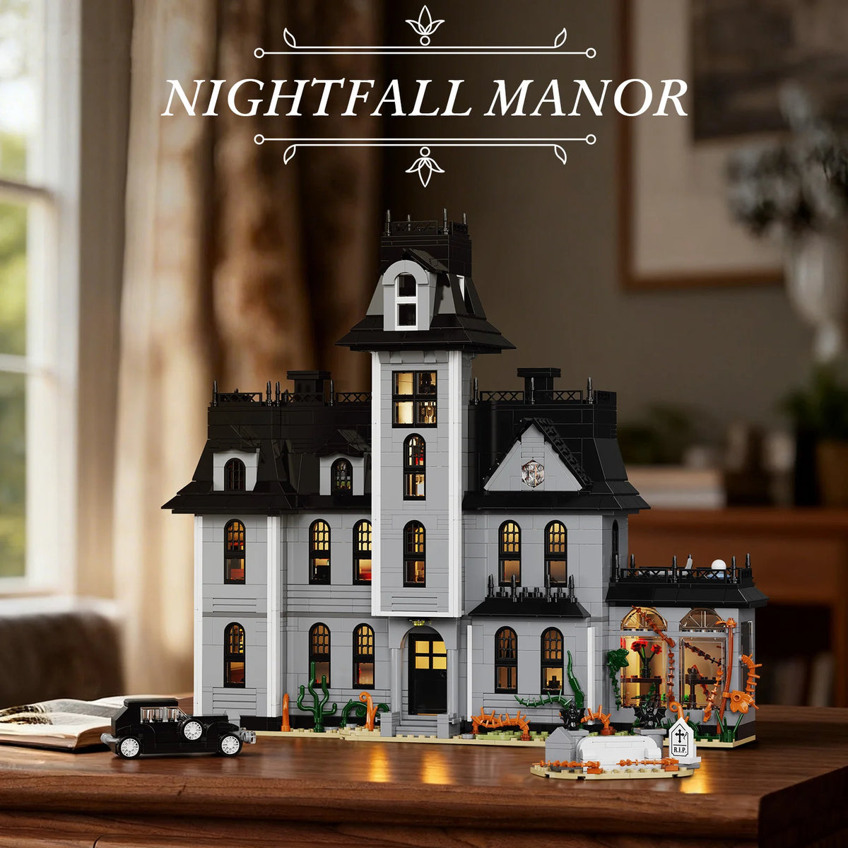 Nightfall Manor Gothic Building Blocks Architecture Desktop Ornament