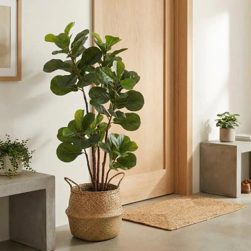Lifelike 4ft Artificial Fiddle Leaf Fig Tree Indoors