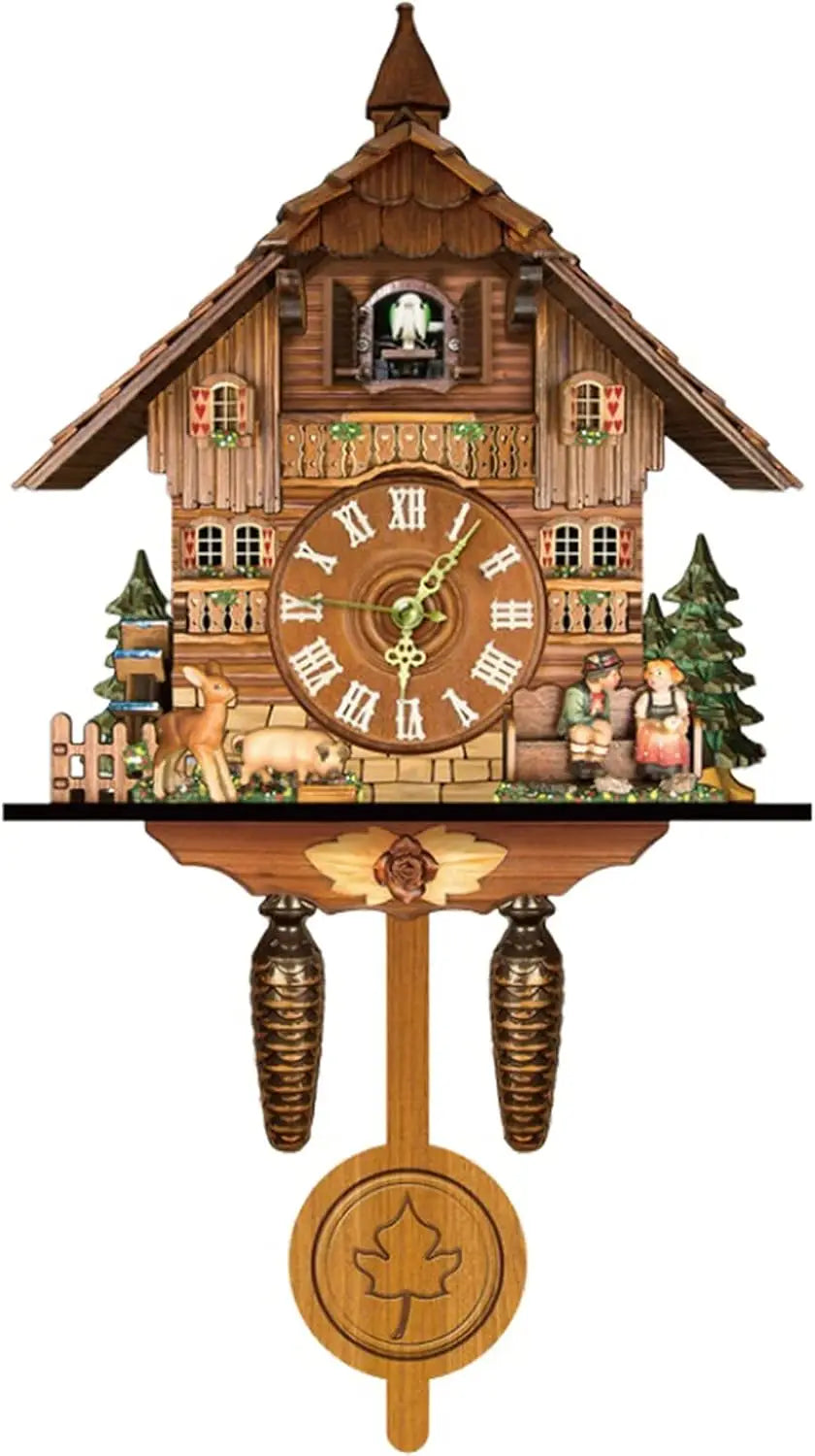 Traditional Northern European Cuckoo Wall Clock With Decorative Alarm