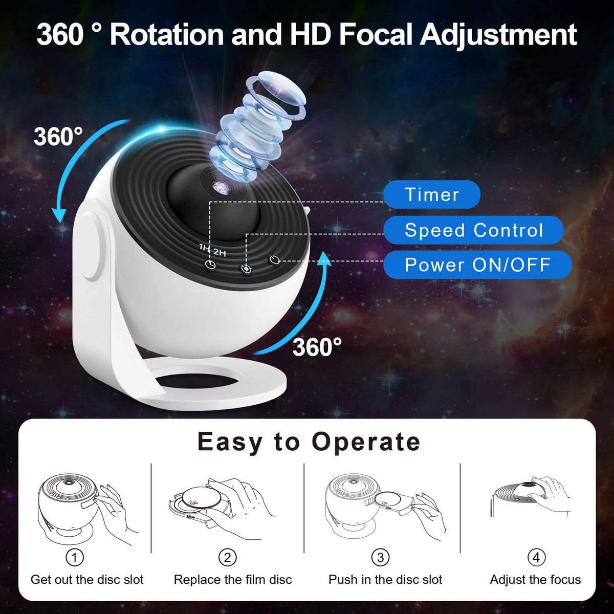 Mexllex Galaxy Star Projector LED Night Light With 13 Discs