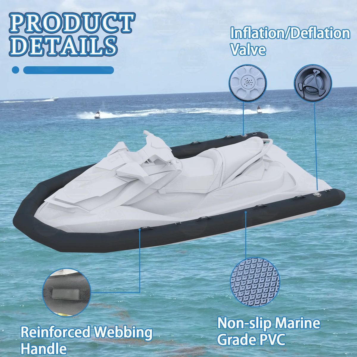Ejia Inflatable PVC U-Shaped Water Rescue Jet Ski Collar With Pump And Kit