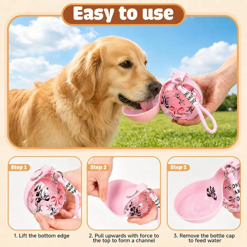 Compact Portable Dog Water Bottle With Foldable Silicone Bowl