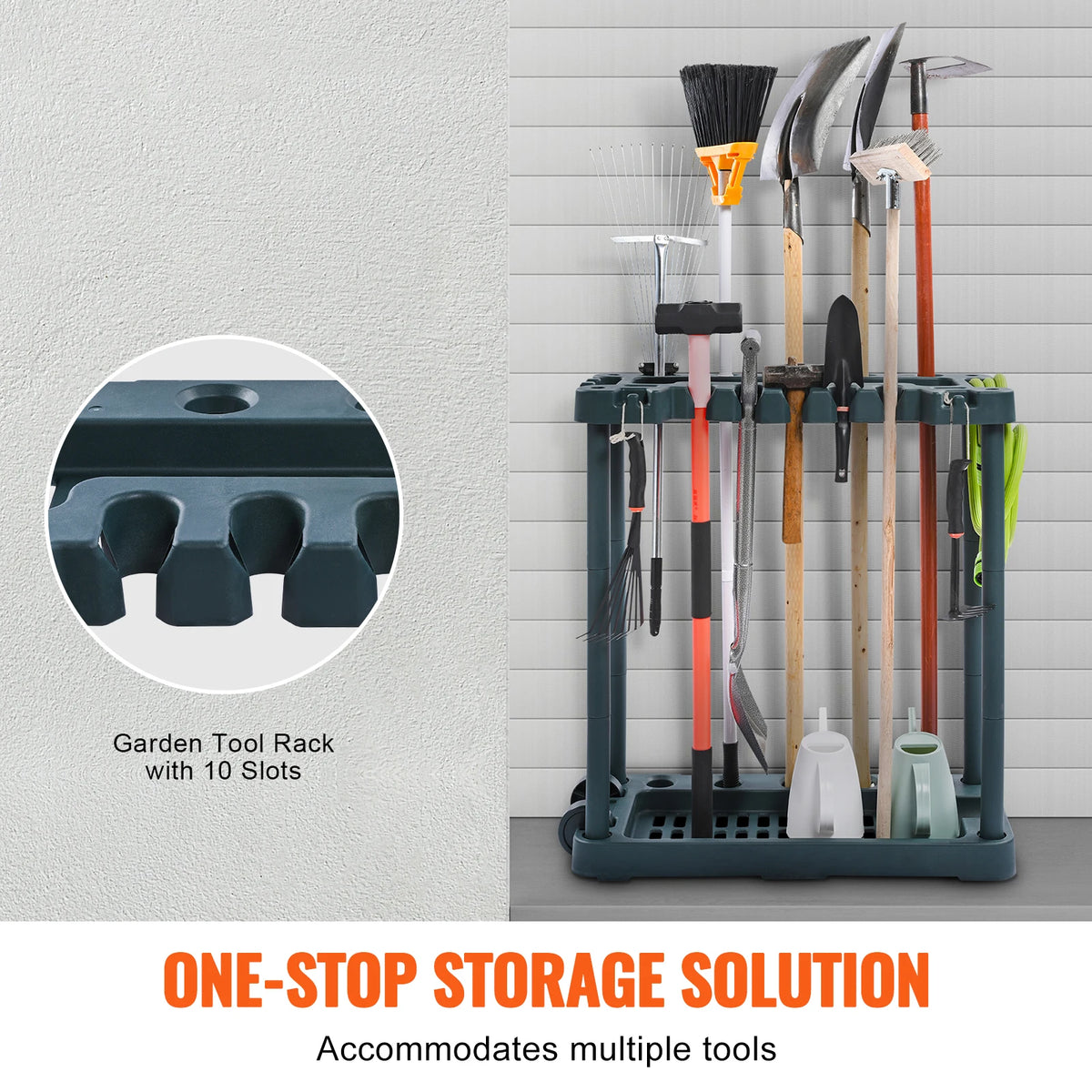 SucceBuy Premium 10 Slots Garden Tool Rack For Home Storage