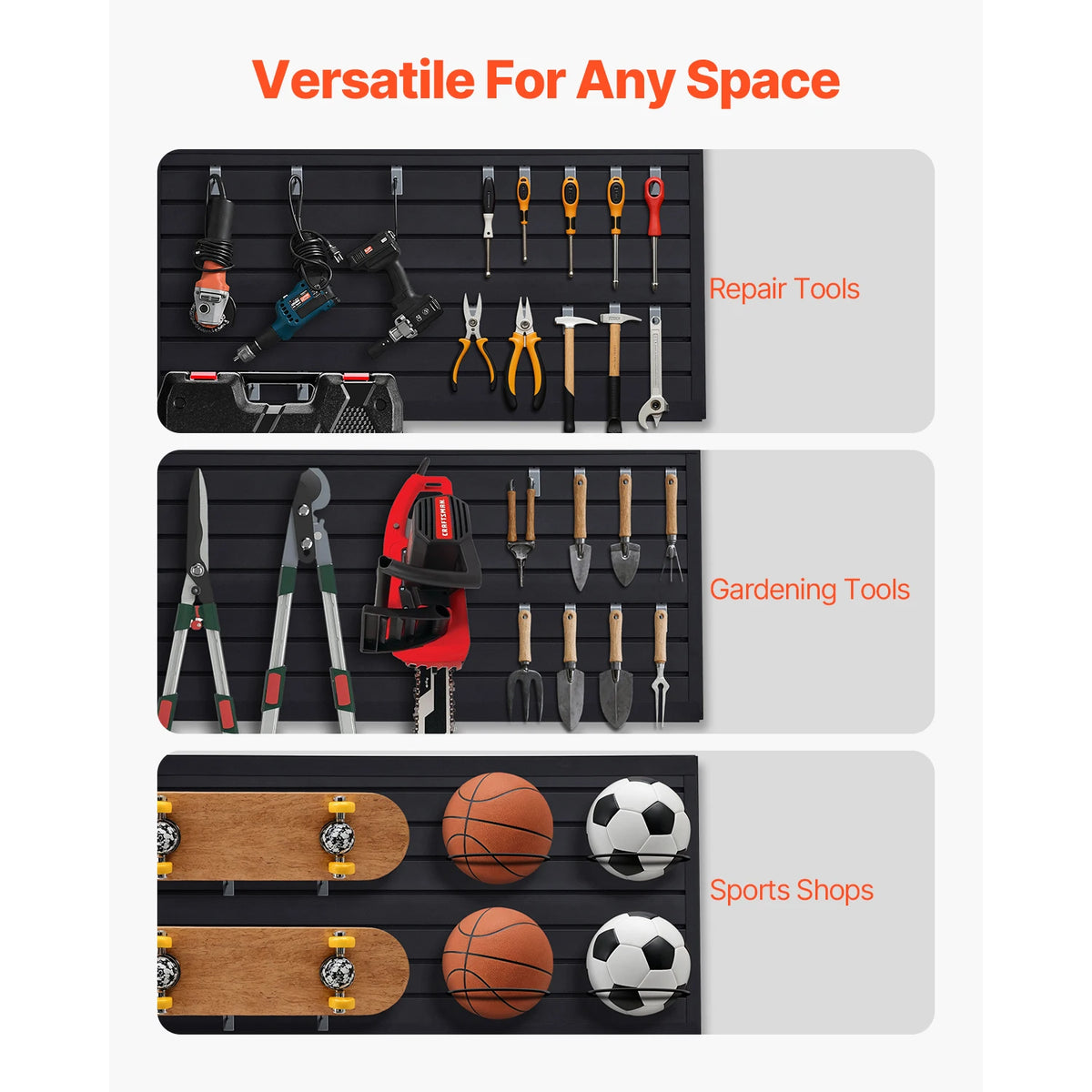 SucceBuy PVC Slat Wall Panels For Garage Storage Solutions
