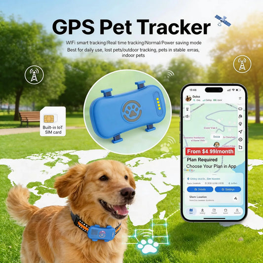 Wanwaytech 4G GPS Pet Tracker With Waterproof Real Time Tracking