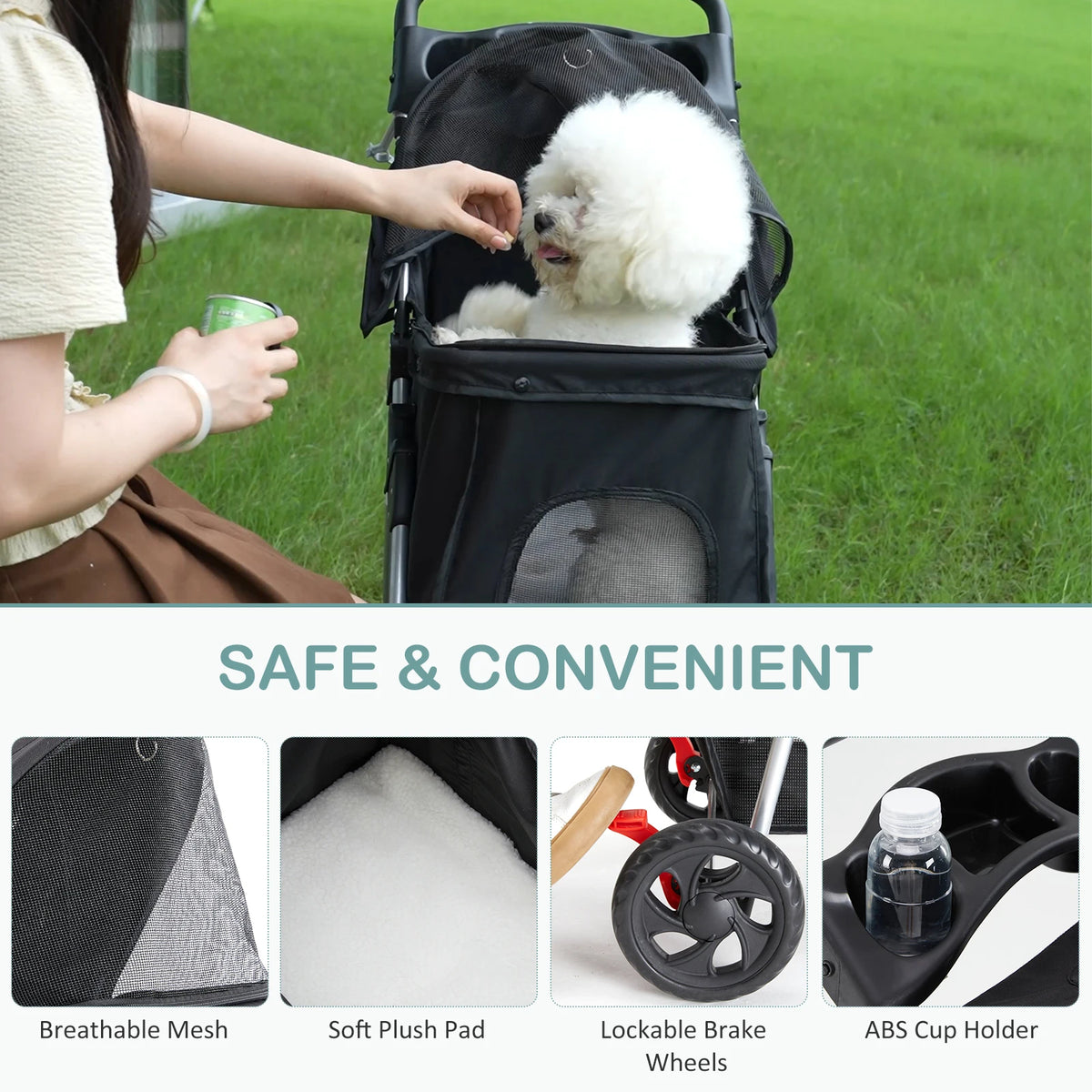 Premium Foldable Pet Stroller With Smooth Ride For Small Pets