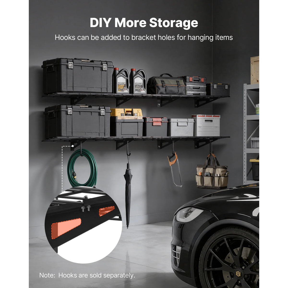 Succebuy Two Tier Wall Mounted Garage Steel Shelving Rack