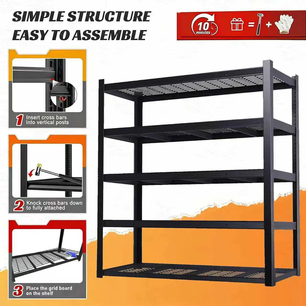 Heavy Duty 72 Inch Adjustable Metal Shelving Rack For Warehouse And Home