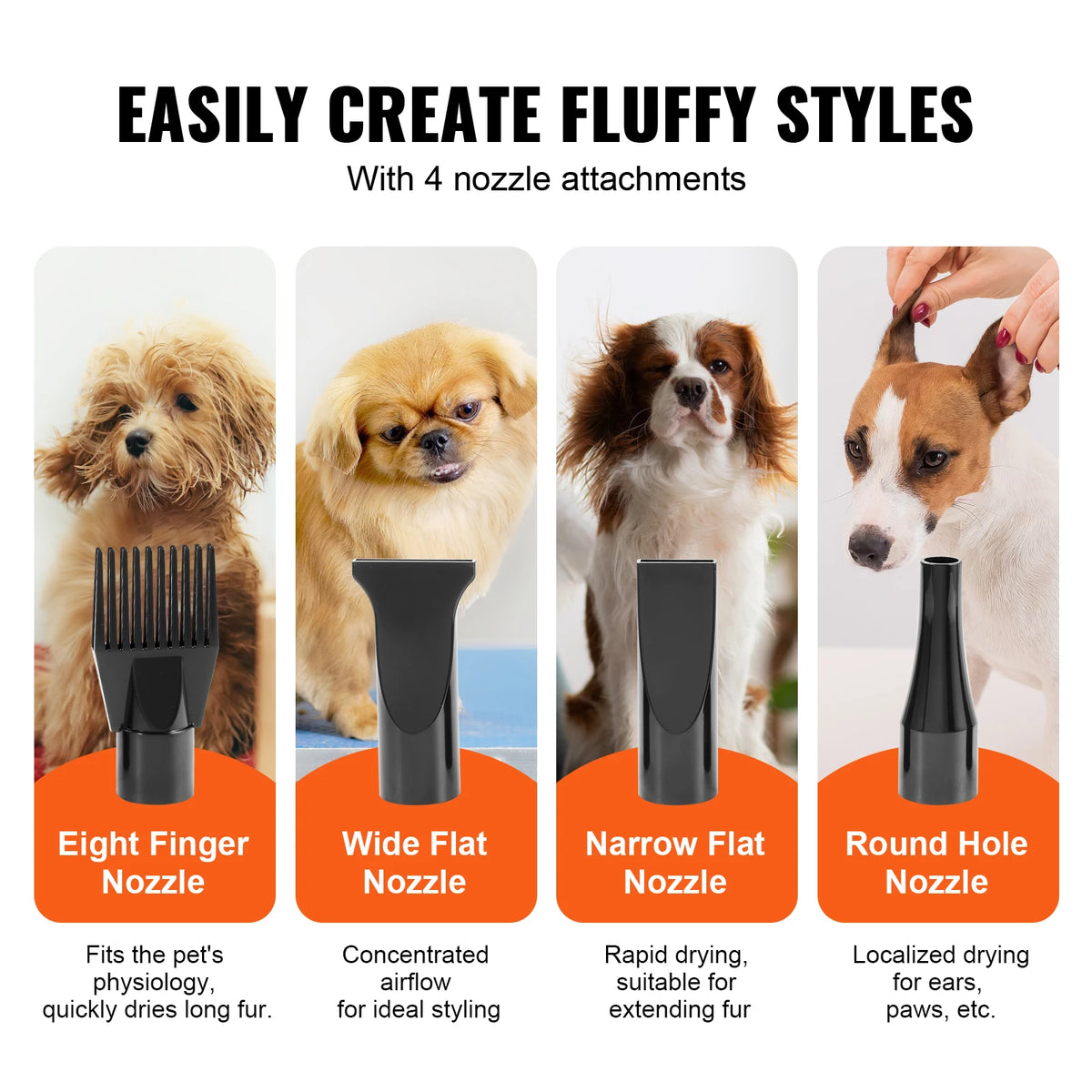 SucceBuy Powerful Dog Blow Dryer With Four Nozzles And Hose