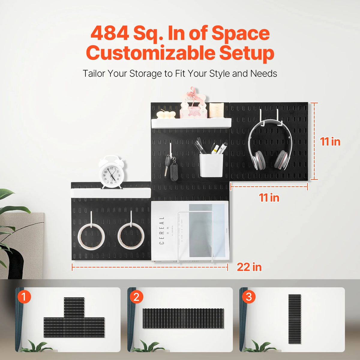 SucceBuy Plastic Pegboard Wall Panels Home Organization Storage Kit