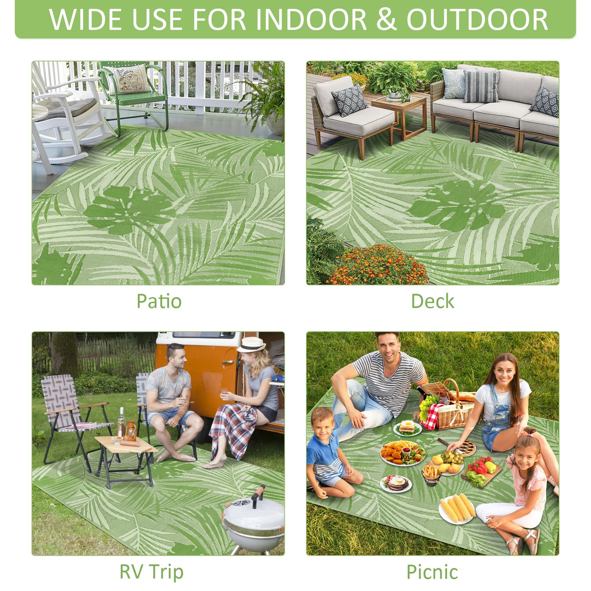 Waterproof Recycled Plastic Straw Outdoor Indoor Area Rug