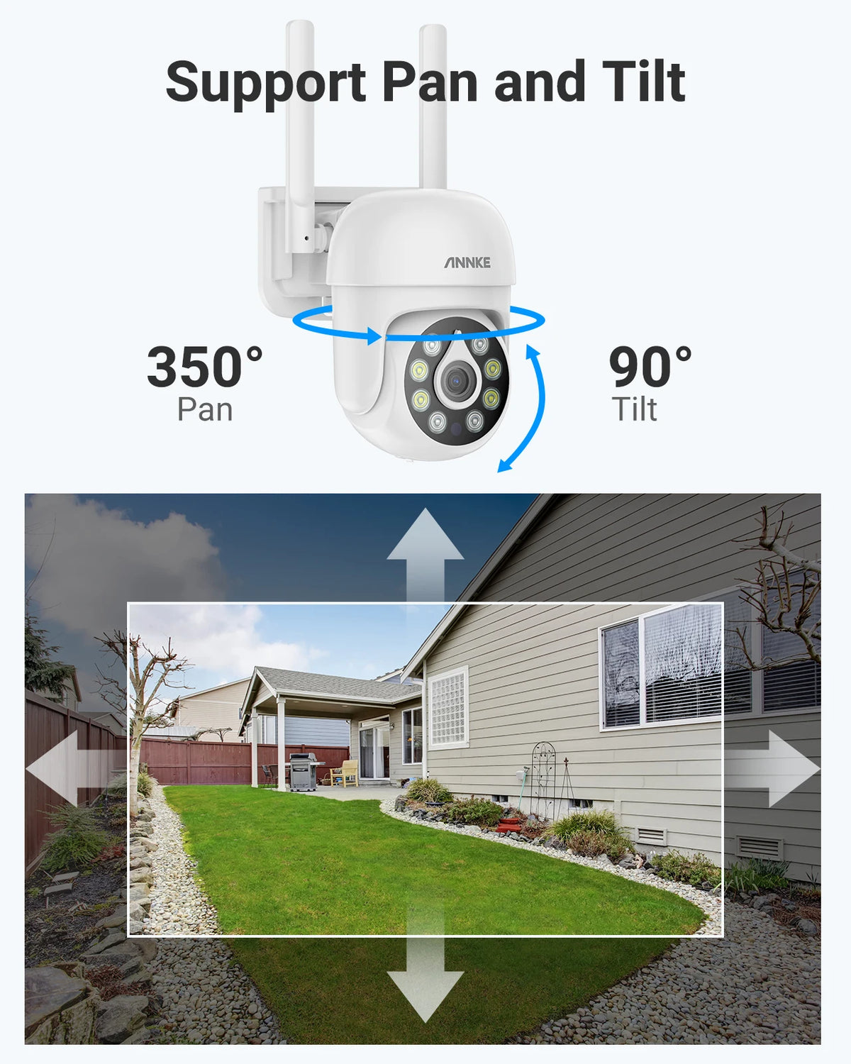 ANNKE 5MP WiFi PT Camera Sound Human Motion Detection Color Night Vision Two-Way Audio Works With Alexa Wireless Security Camera