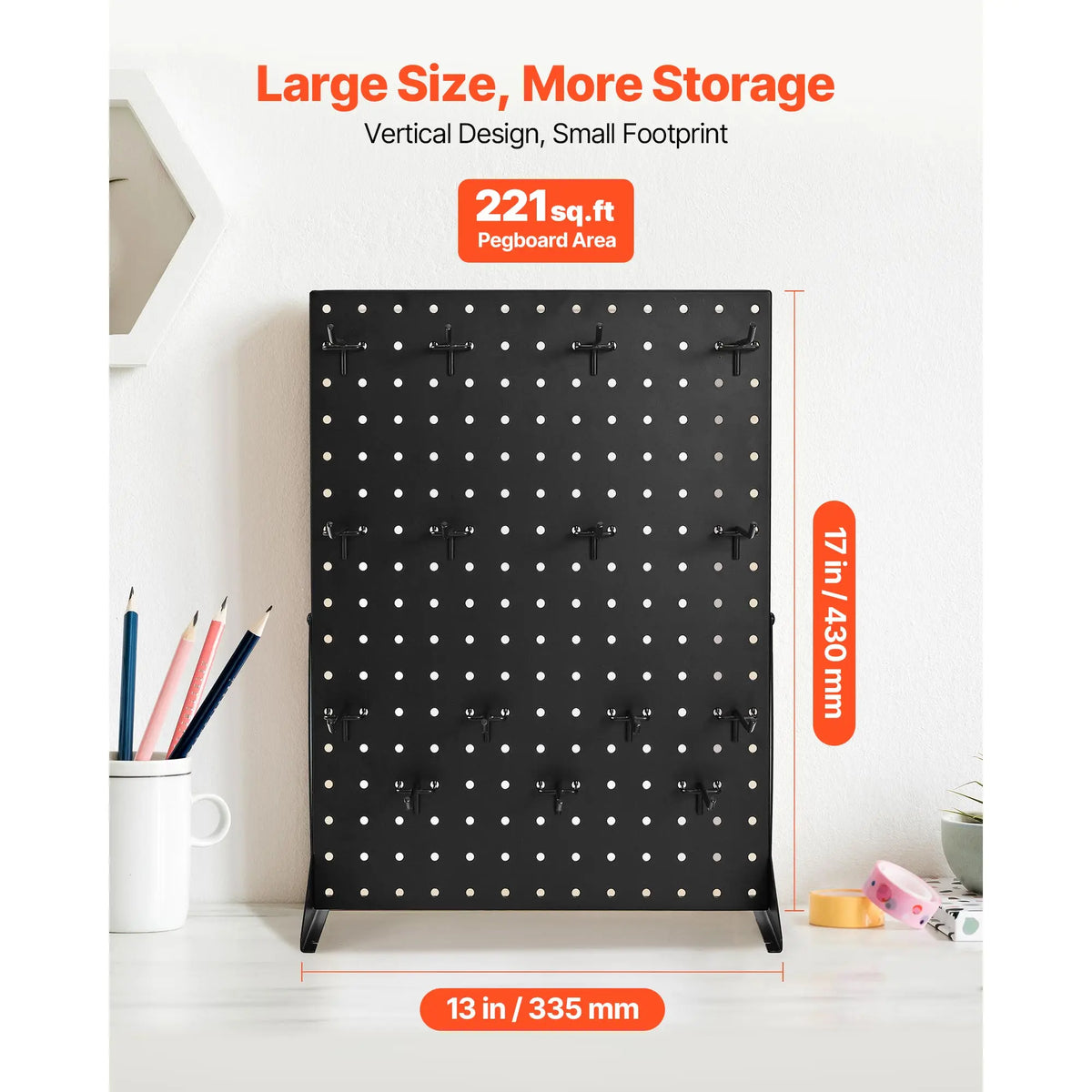 SucceBuy 1/2Sets Pegboard Display Stand 17x13in Tabletop Steel Peg Board Panel with 15 Hooks for Grocery Retail Jewelry Store