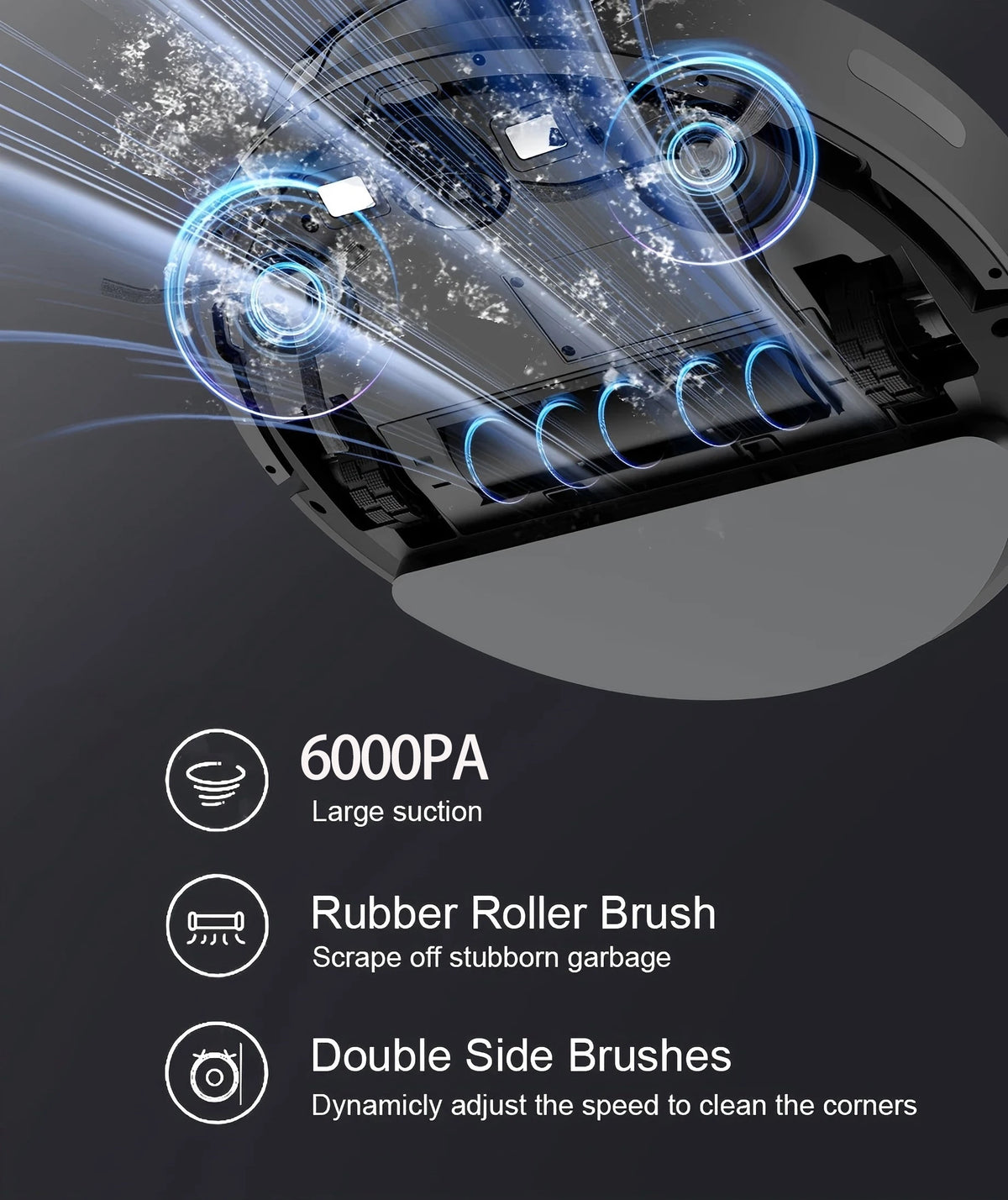 Boamore Powerful 6000PA Robot Vacuum Mop Combo For Pets