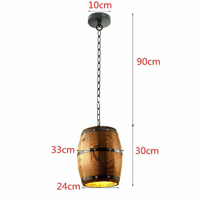 Vintage Wooden Barrel Pendant Light For Rustic Cafe