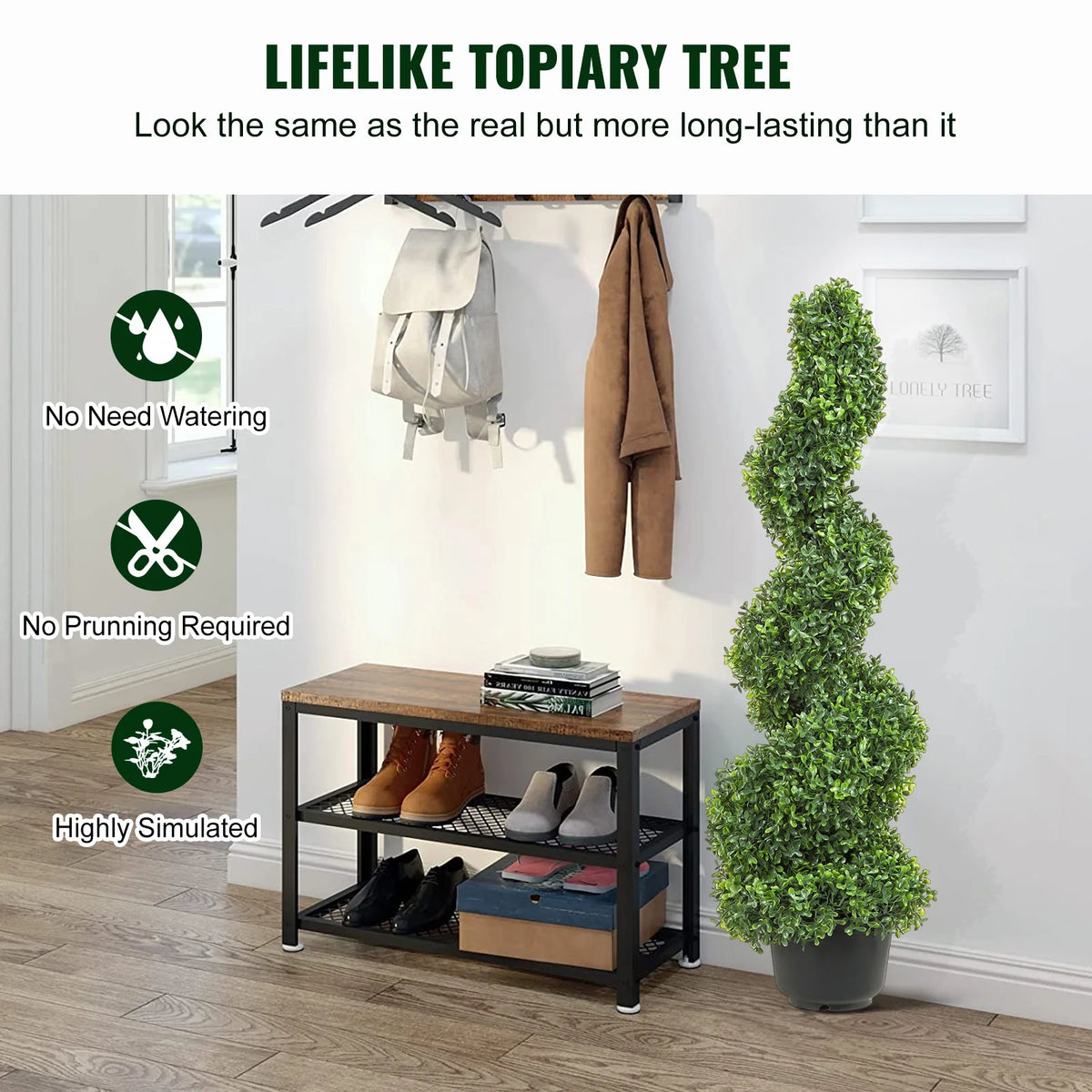 Artificial Boxwood Spiral Tower Topiary Garden Outdoor Decorative Plant