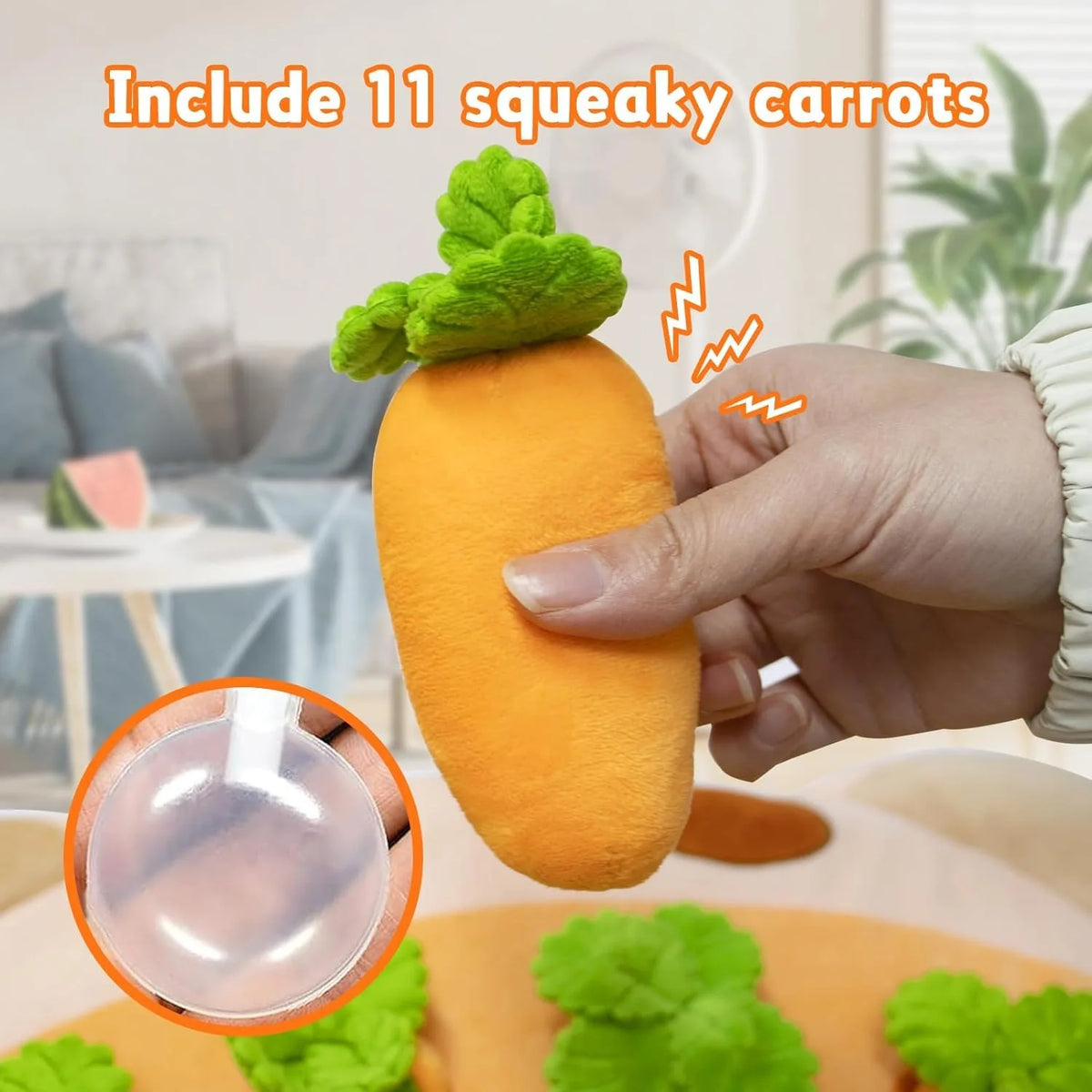 Ultimate Interactive Plush Dog Toy With Squeaky Carrots For Small Dogs