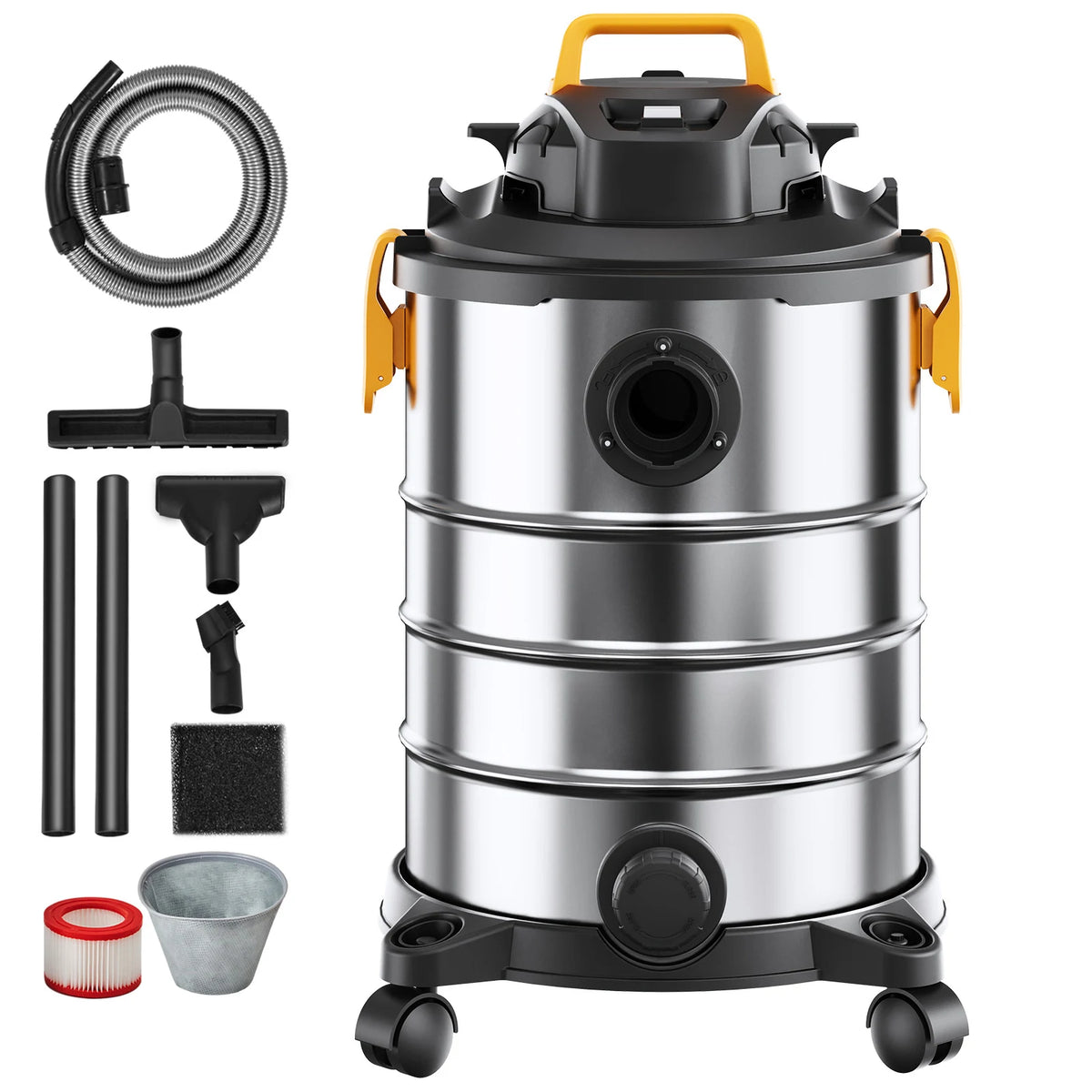 SucceBuy Stainless Steel Wet Dry Vac With Heavy Duty Suction For Pet Homes