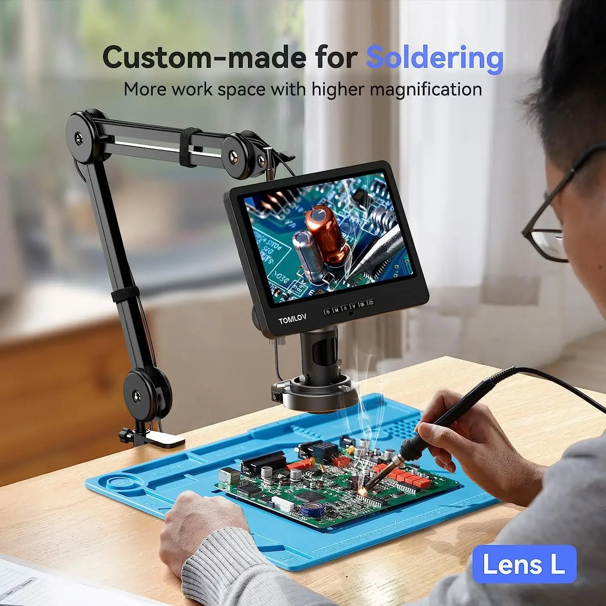 Tomlov Digital Soldering Microscope With Flexible Display Stand