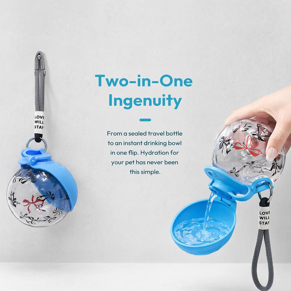 Compact Portable Dog Water Bottle With Foldable Silicone Bowl