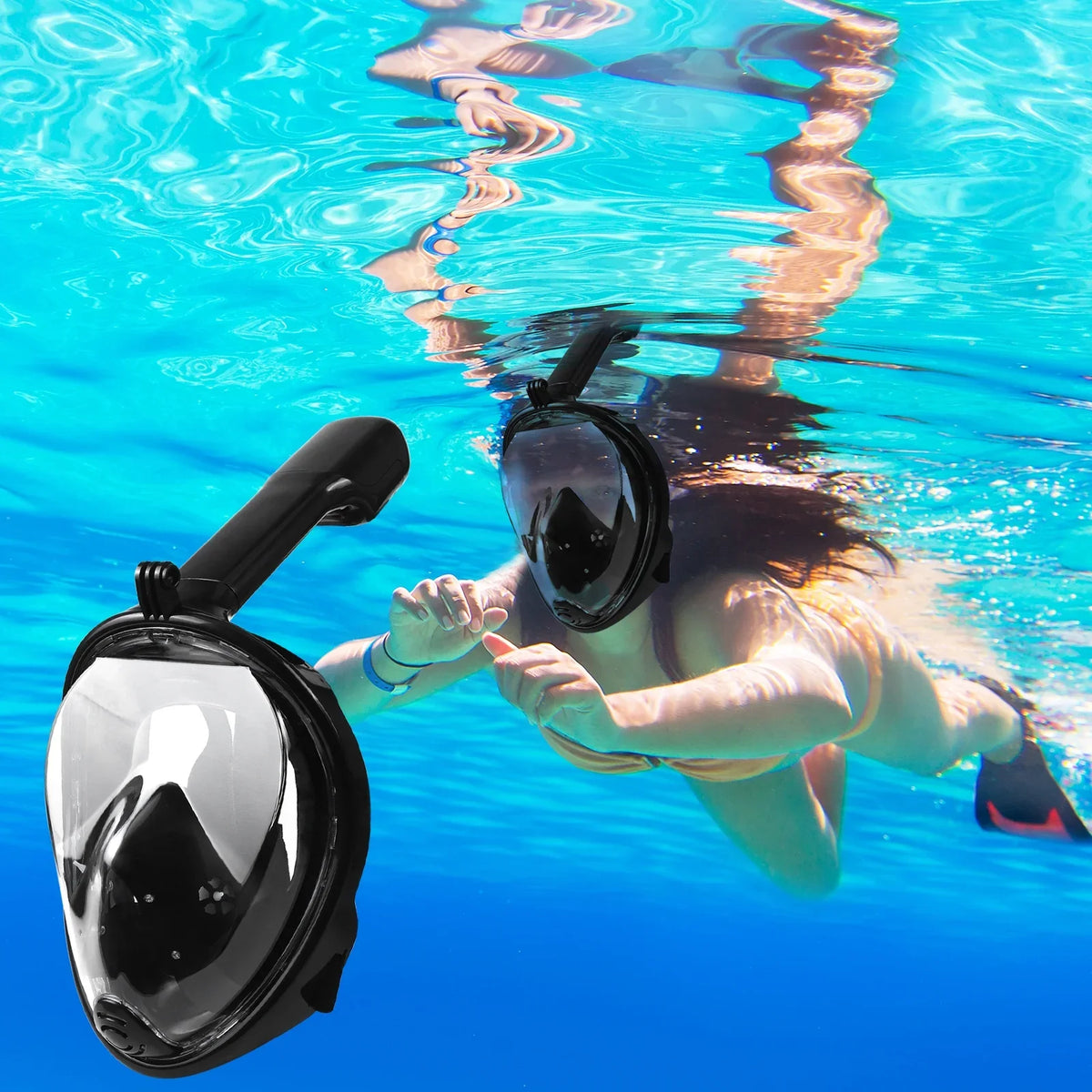 Full Face Snorkel Mask With Camera Mount Anti Fog