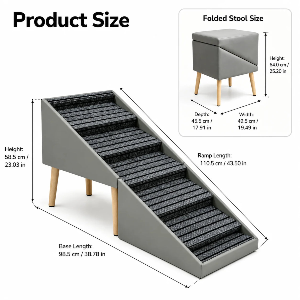 6 Step Wooden Dog Stairs Non Slip Pet Ramp For Safe Bed Access