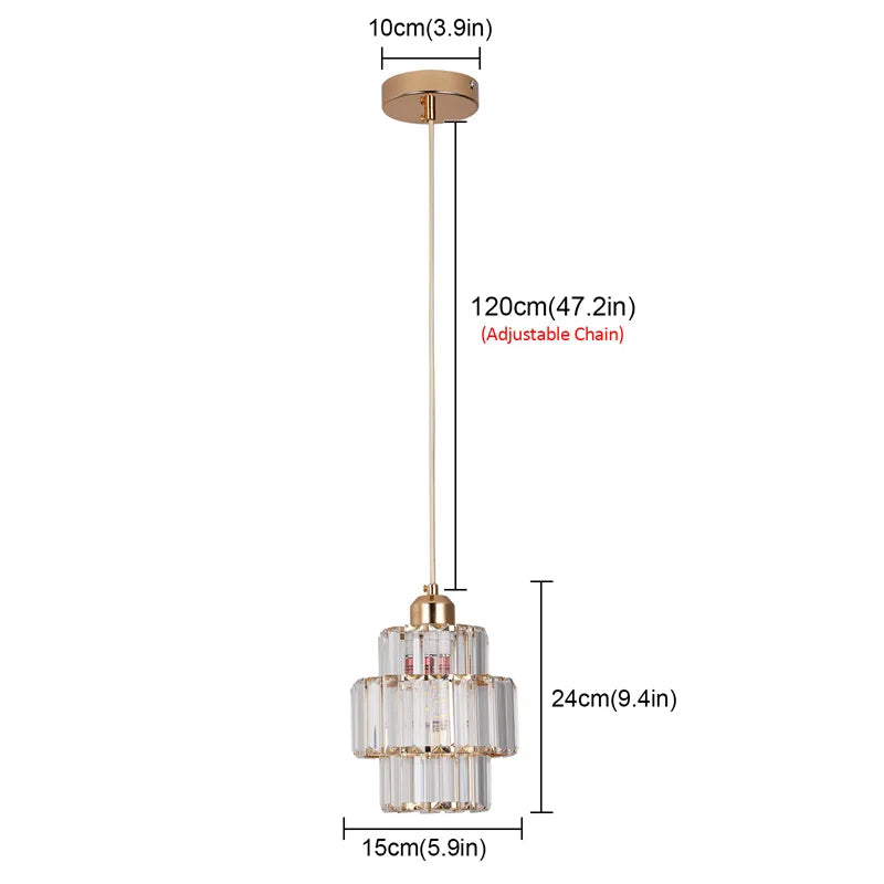 GreeLustr Modern Crystal Pendant Indoor Ceiling Lamp