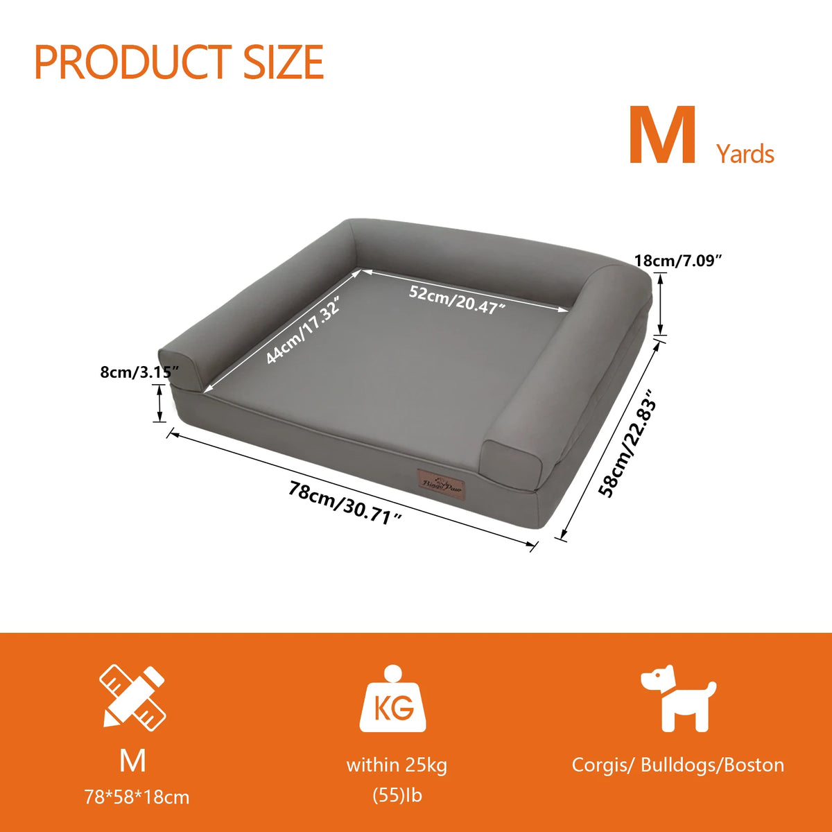 Borwart Orthopedic Dog Bed with Bolster and Removable Cover