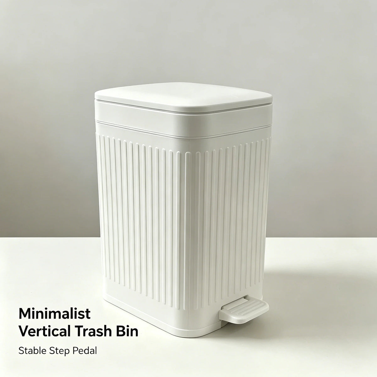 Compact Ribbed Foot Trash Can With Hands Free Lid For Homes