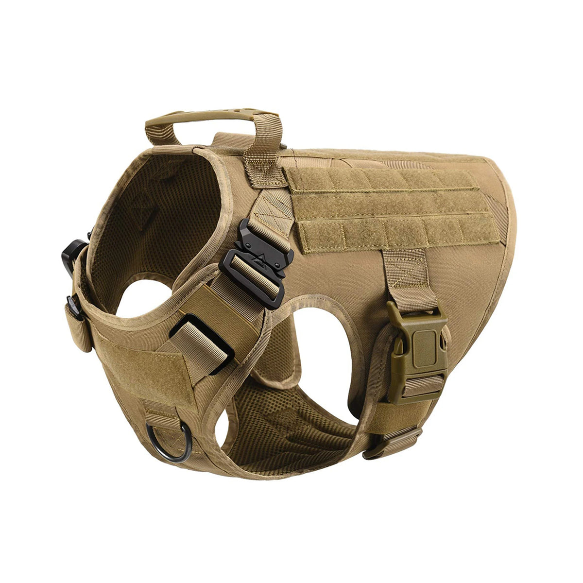 Tactical Dog Harness With Molle Pouches And Padded Nylon Vest