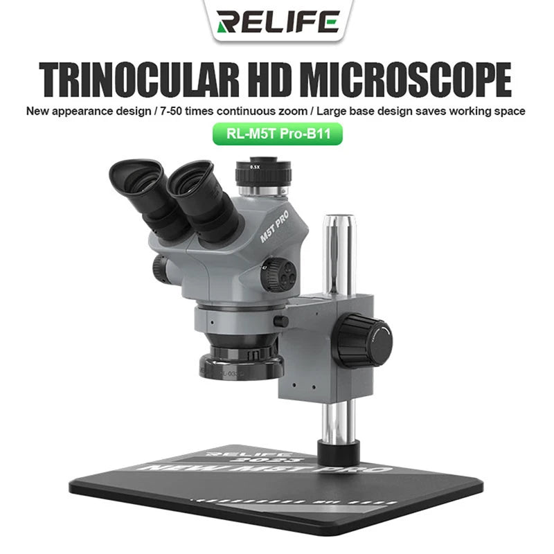 Relife Trinocular Stereo Zoom Microscope 4K Video Camera