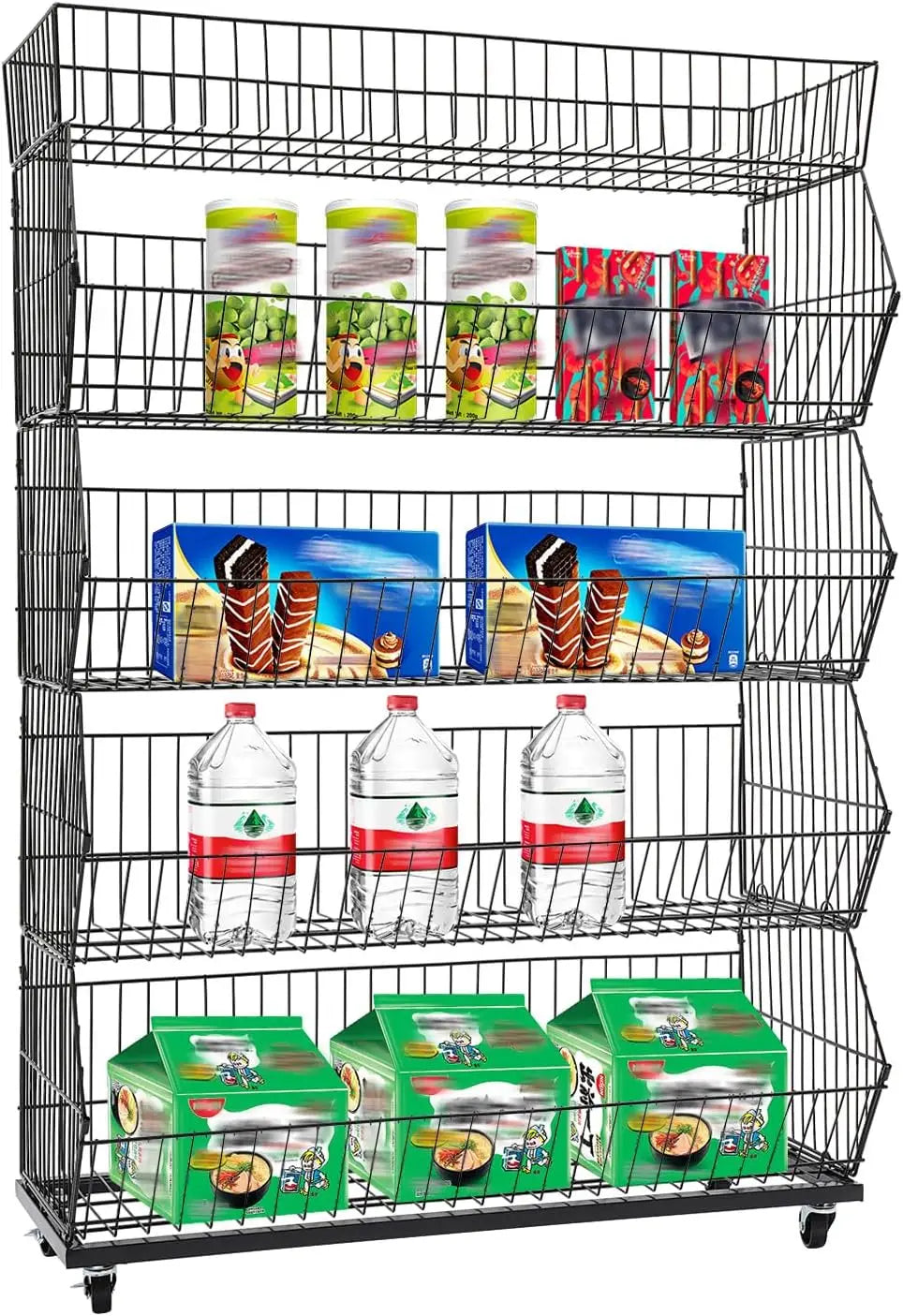 Industrial Wire Metal Mobile Storage Shelf Retail Display Rack