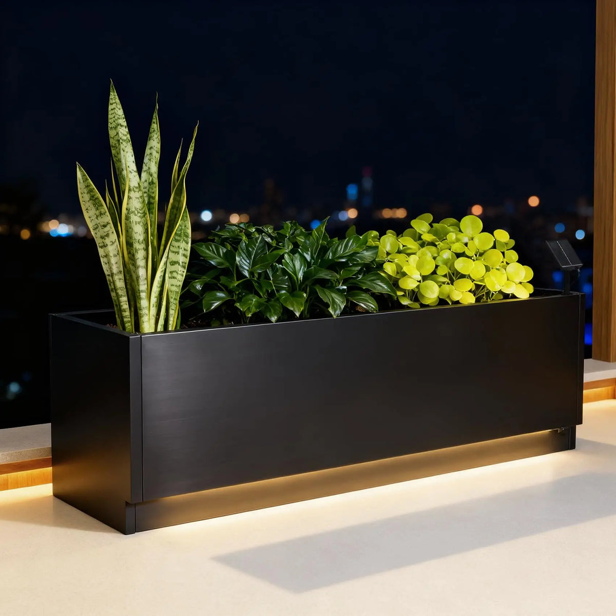 HiMISS LED Metal Planter Box With Light Strip And Drainage