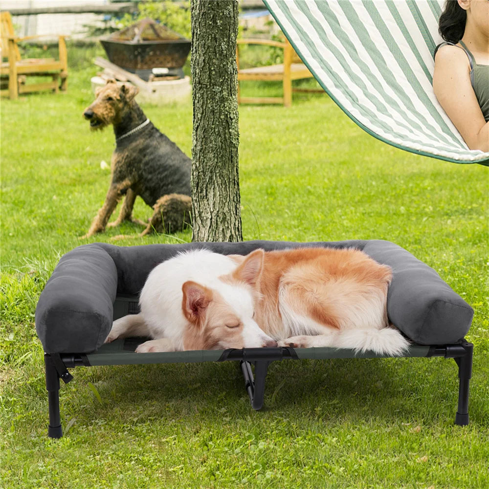 Borwart Raised Outdoor Dog Bed With Cooling Breathable Mat