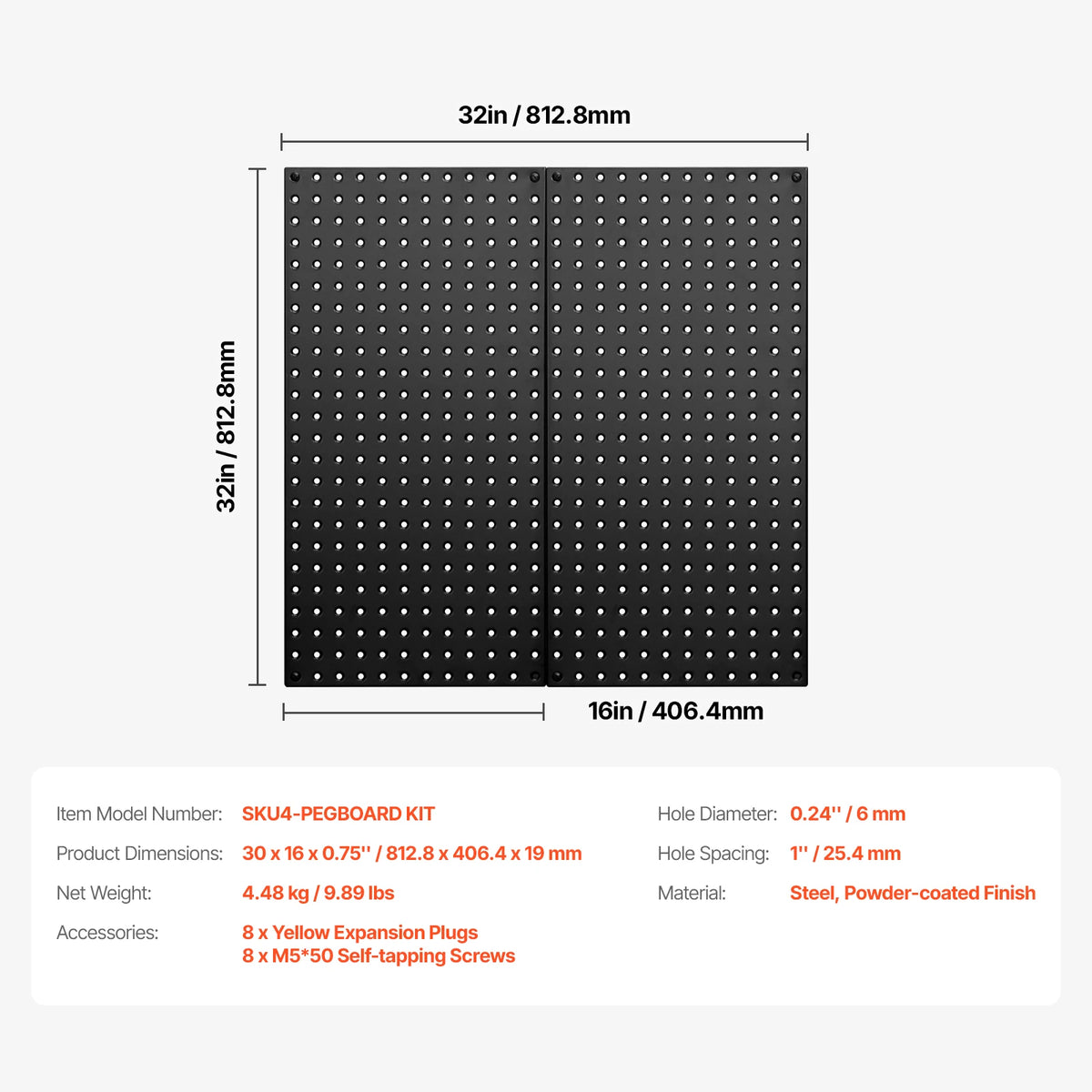 SucceBuy Steel Pegboard Wall Storage Panels For Garage Workshop