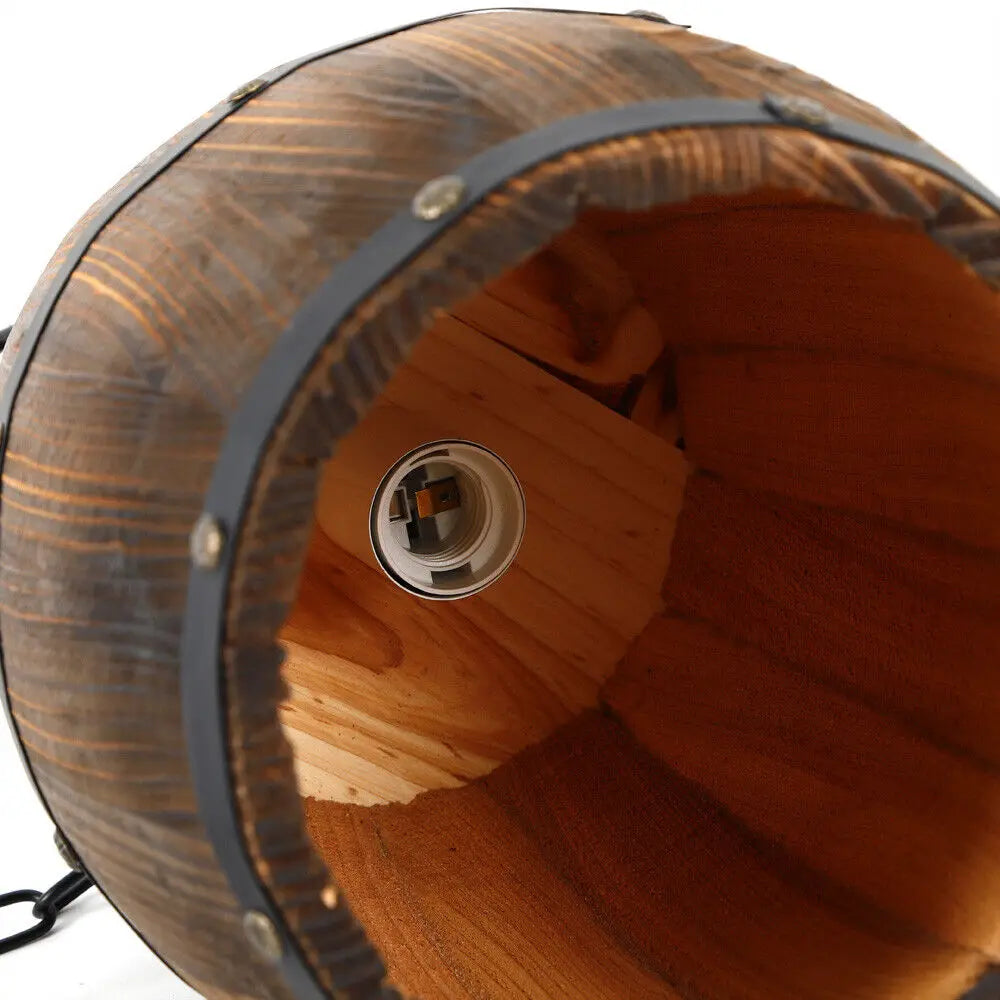 Vintage Wooden Barrel Pendant Light For Rustic Cafe